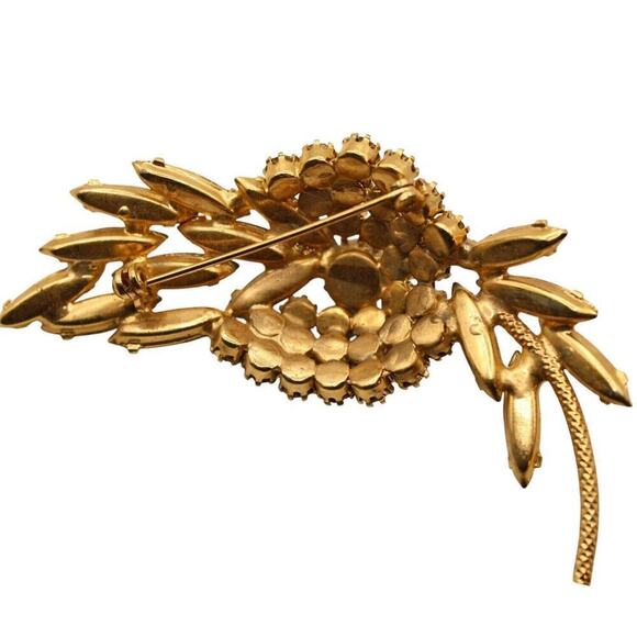 Vintage Statement Pin Brooch Prong Set Faceted White and Turquoise 3" - Hey Viv - Picture 4 of 6